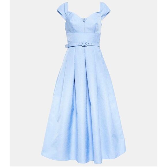 B40. Self-Portrait Pleated Taffeta Midi Dress 2 Cocktail Party Emily In Paris - Picture 3 of 10